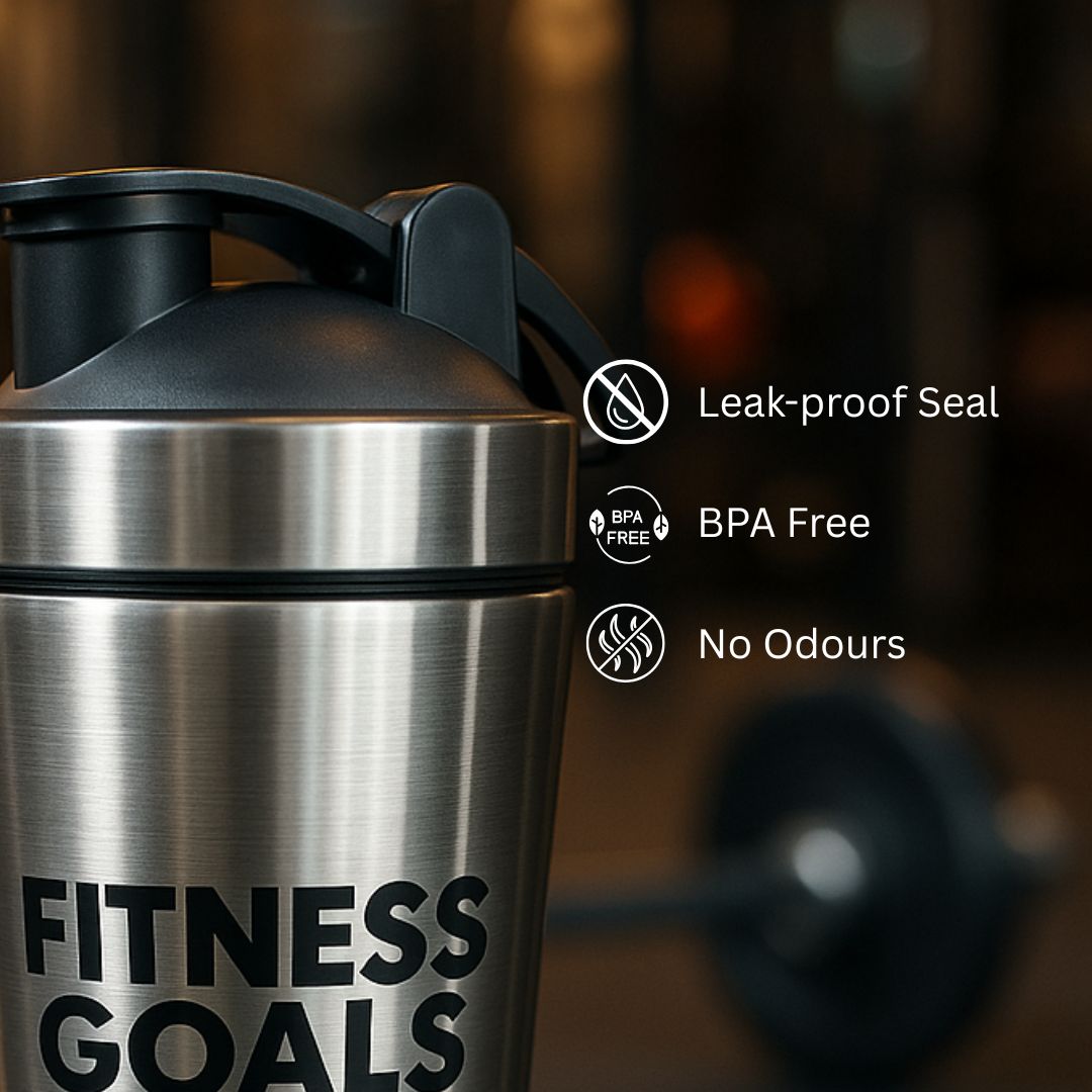 'Fitness Goals' Stainless Steel Shaker with Mixball 900ml