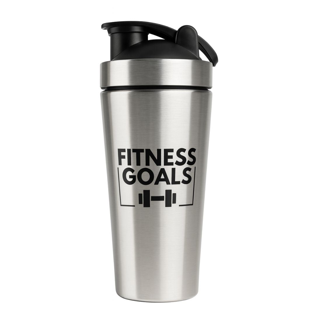 'Fitness Goals' Stainless Steel Shaker with Mixball 900ml