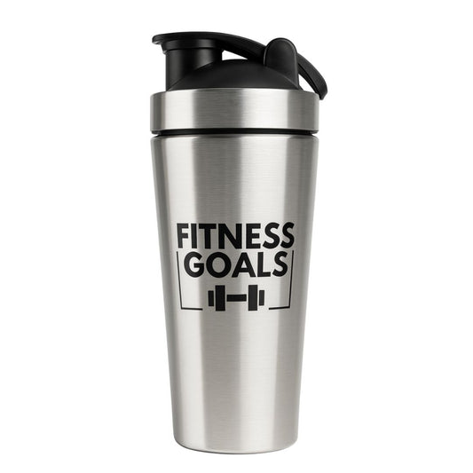 'Fitness Goals' Stainless Steel Shaker with Mixball 900ml